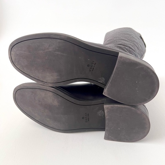 GUCCI | Brown Guccissima GG Logo Maud Leather Knee High Riding Boots EU 36.5 - Picture 11 of 12